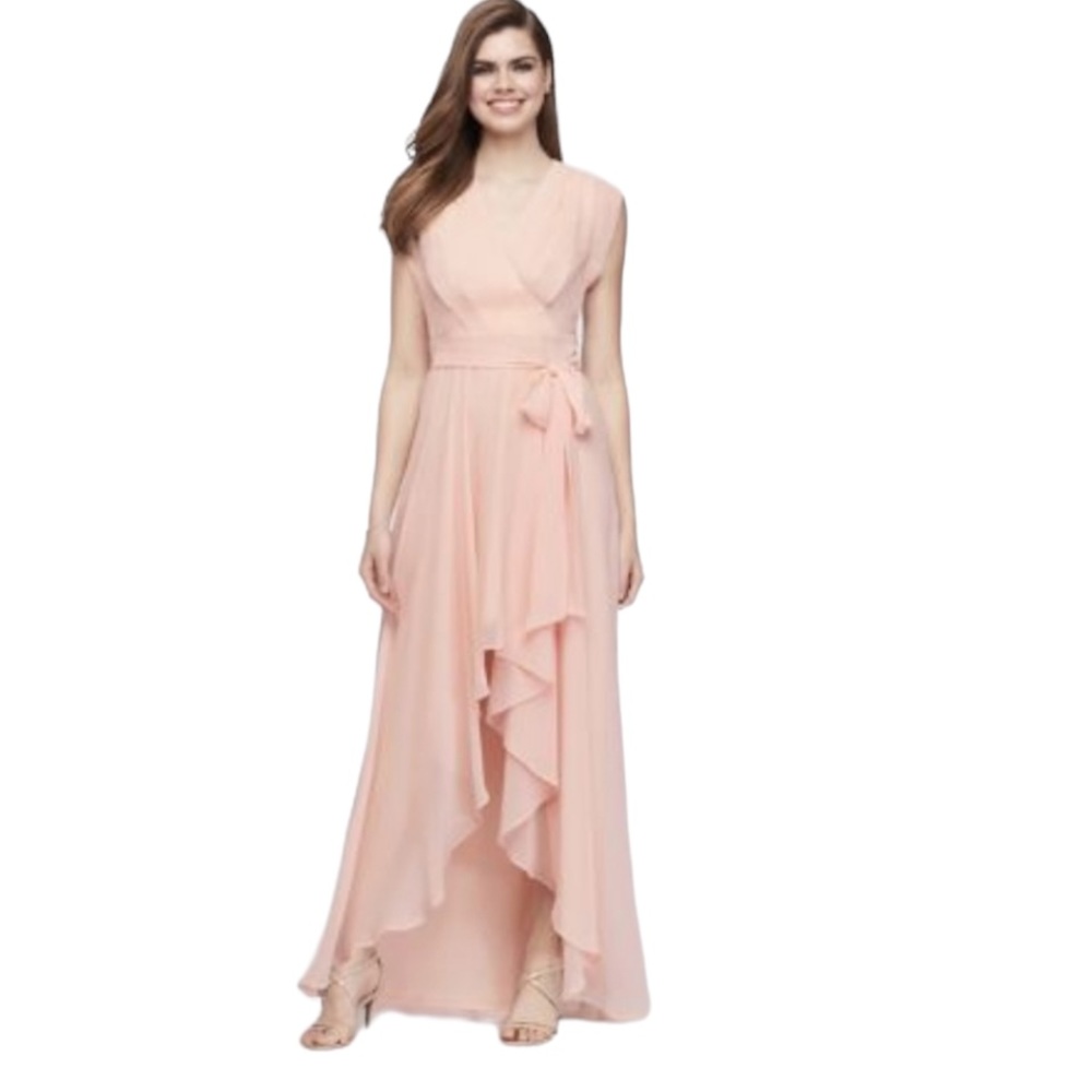 Cap Sleeve Faux Wrap Chiffon Dress